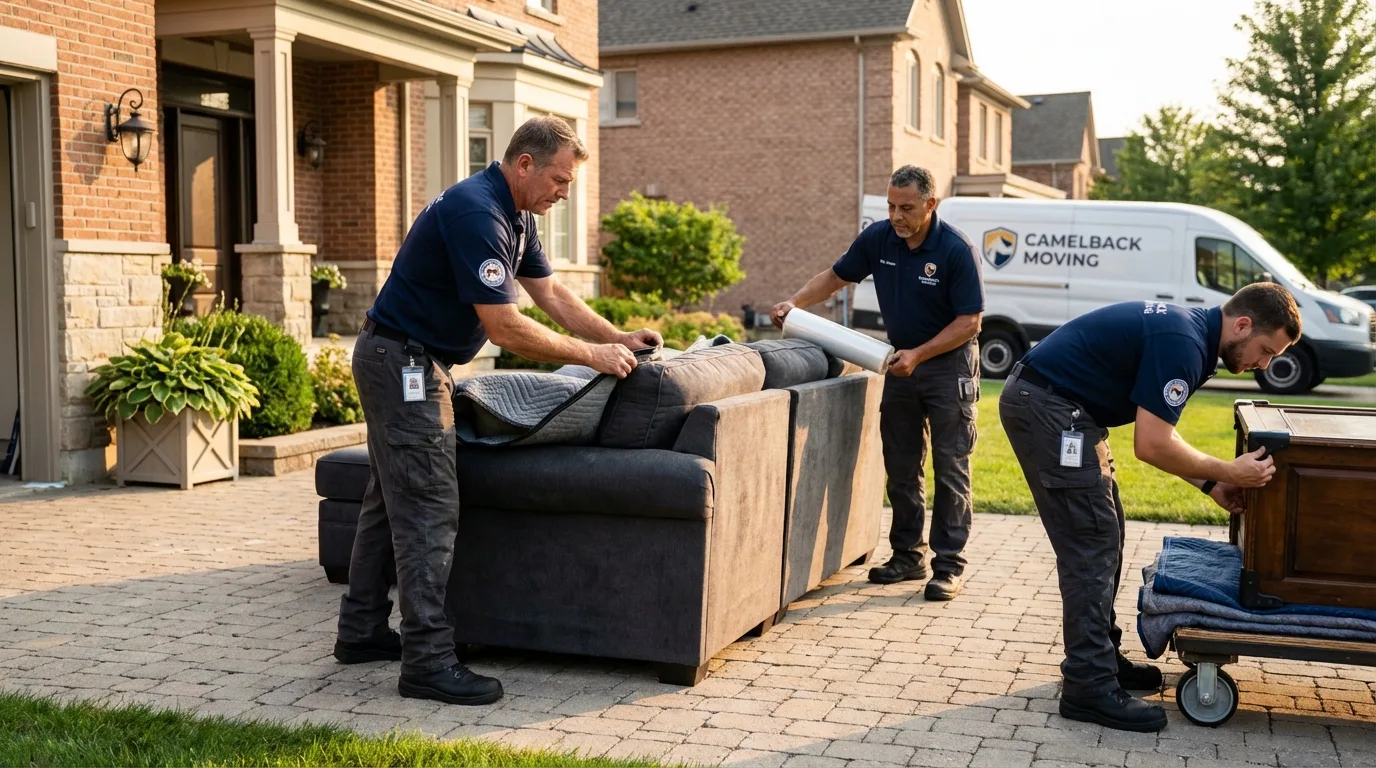 Large estate moving crew wrapping furniture in King of Prussia, PA