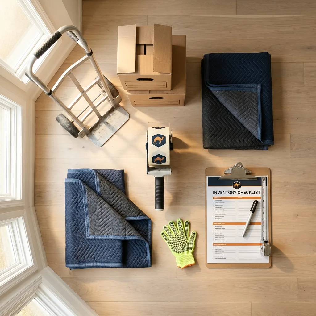 Professional moving supplies and packing materials layout for King of Prussia residential relocations